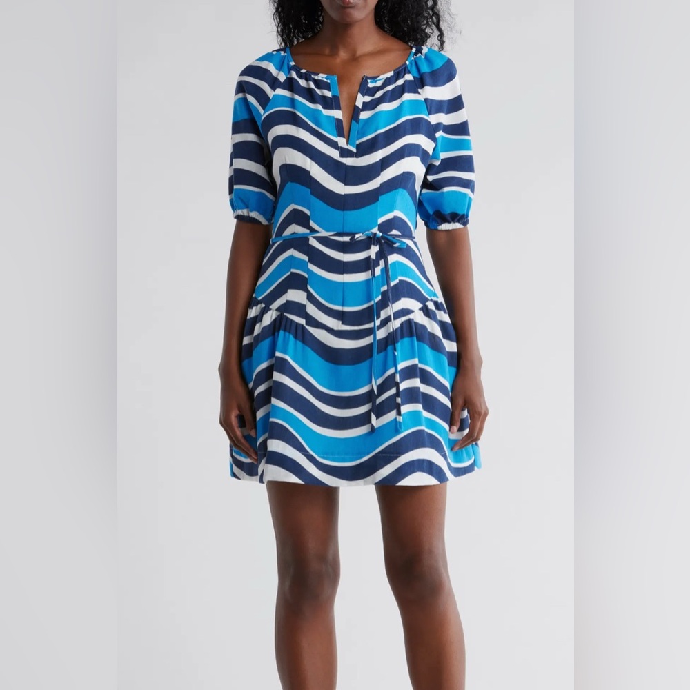 NWT The Good Journey Puff Sleeve Drop Waist Babydoll Mini Dress Size 4